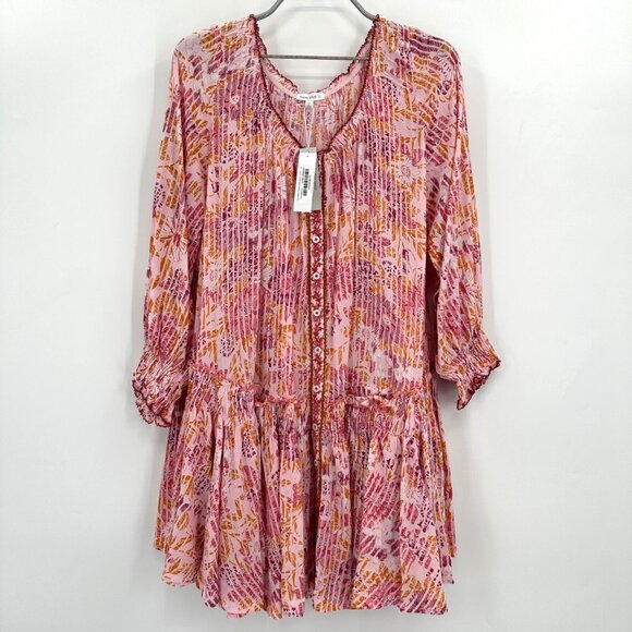 Poupette St. Barth Pink Marigold Tesorino Drop Waist Dress OS NWT - Picture 1 of 10